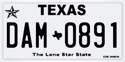 TX license plate DAM0891
