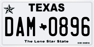 TX license plate DAM0896