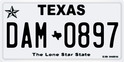 TX license plate DAM0897