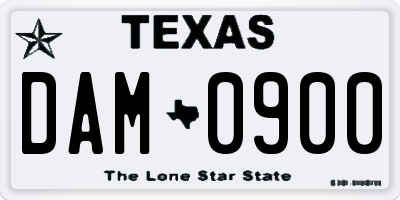 TX license plate DAM0900