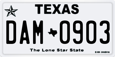 TX license plate DAM0903