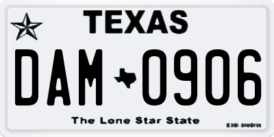 TX license plate DAM0906