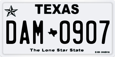 TX license plate DAM0907