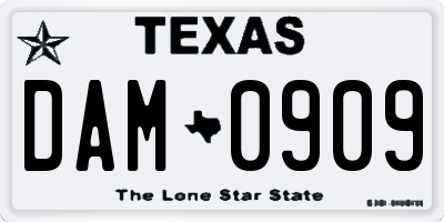 TX license plate DAM0909
