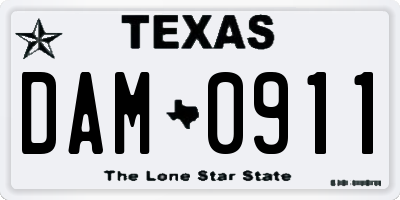 TX license plate DAM0911