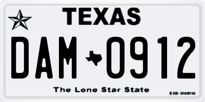 TX license plate DAM0912