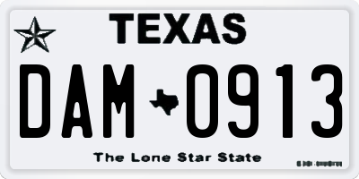 TX license plate DAM0913