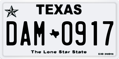 TX license plate DAM0917
