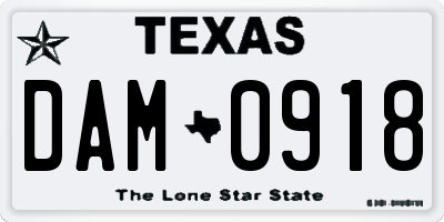 TX license plate DAM0918