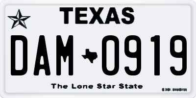 TX license plate DAM0919