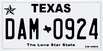 TX license plate DAM0924