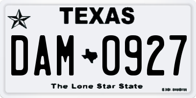 TX license plate DAM0927