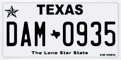 TX license plate DAM0935