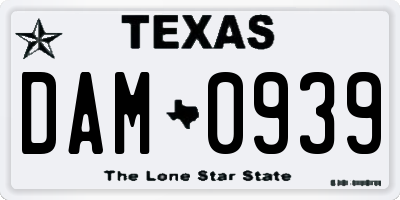 TX license plate DAM0939