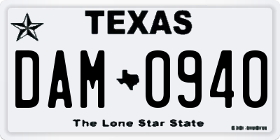 TX license plate DAM0940