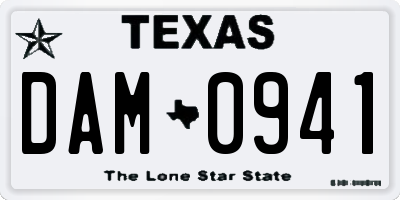 TX license plate DAM0941