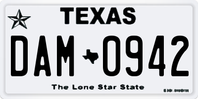 TX license plate DAM0942