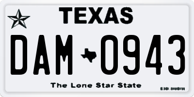 TX license plate DAM0943