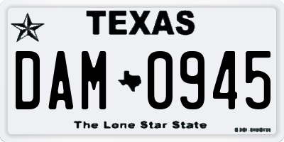 TX license plate DAM0945