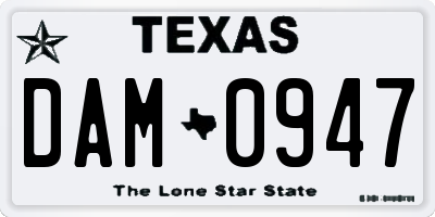 TX license plate DAM0947