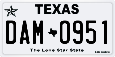TX license plate DAM0951