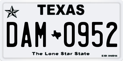TX license plate DAM0952