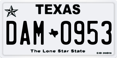 TX license plate DAM0953