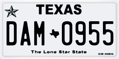 TX license plate DAM0955