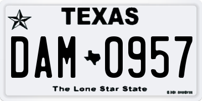 TX license plate DAM0957