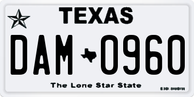 TX license plate DAM0960