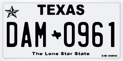 TX license plate DAM0961