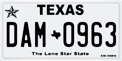 TX license plate DAM0963