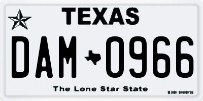 TX license plate DAM0966