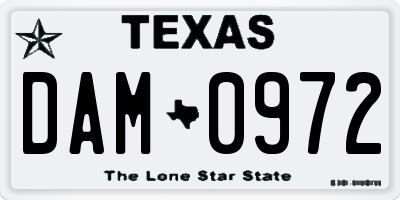 TX license plate DAM0972
