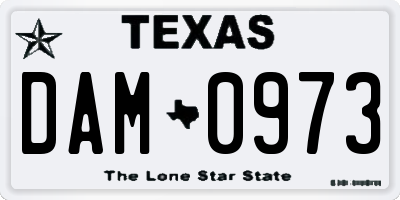 TX license plate DAM0973