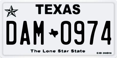 TX license plate DAM0974