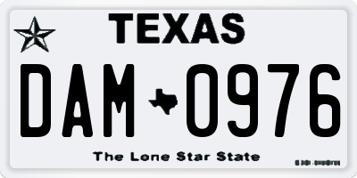 TX license plate DAM0976