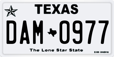 TX license plate DAM0977