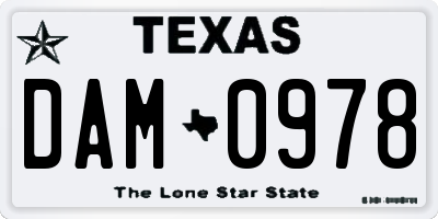 TX license plate DAM0978