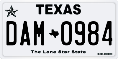 TX license plate DAM0984