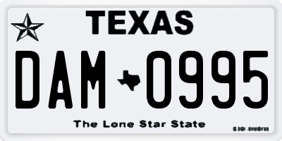 TX license plate DAM0995