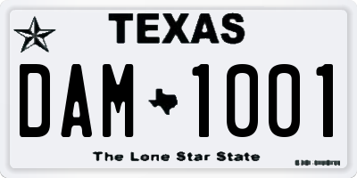 TX license plate DAM1001