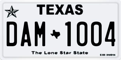 TX license plate DAM1004