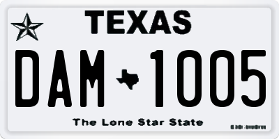TX license plate DAM1005