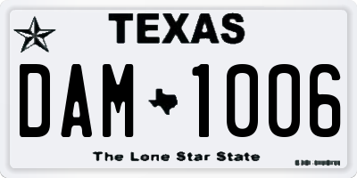 TX license plate DAM1006