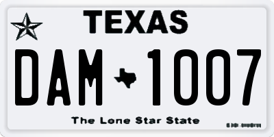 TX license plate DAM1007