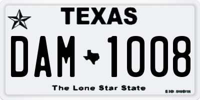TX license plate DAM1008
