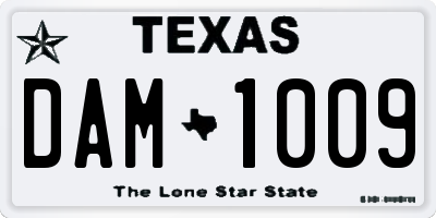 TX license plate DAM1009