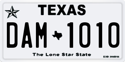 TX license plate DAM1010