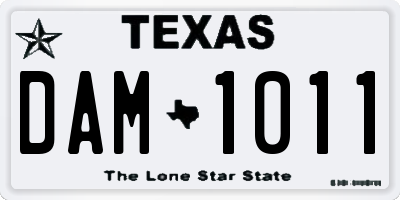 TX license plate DAM1011